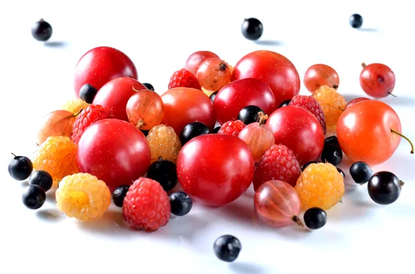 Berry Mix: maliny, porzeczki, agrest, śliwki i bluebe — Zdjęcie stockowe