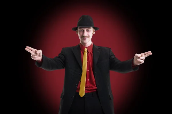 Man in suit and hat on white — Stock Photo, Image