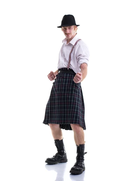 Смішний шотландський чоловік ізольований на білому — стокове фото