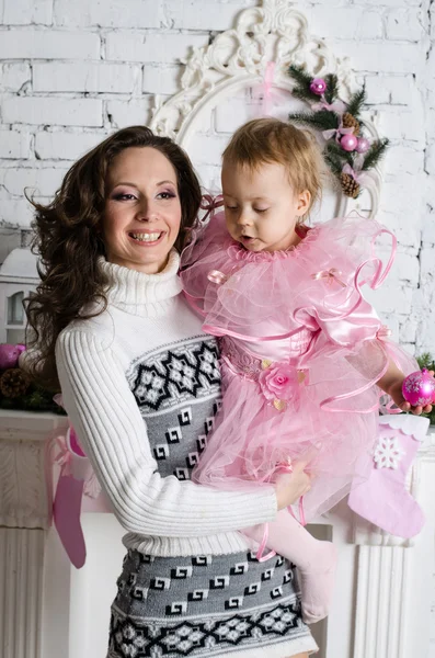 Mother and daughter are happy Christmas — Stock Photo, Image