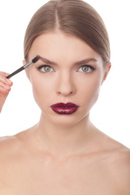 Güzel bir kadının Güzellik yüz, boya kaşları ile portre portre