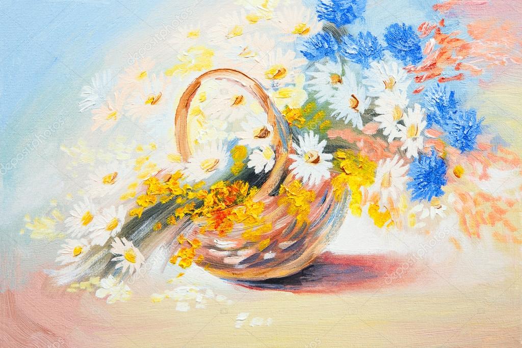 Oil painting - abstract bouquet of spring flowers