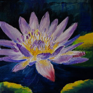 yağlı boya - mor lotus çiçeği, çizim, soyut th içinde yapılan