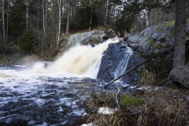 Sonbahar güzel şelale, Karelia 'da yer alır..