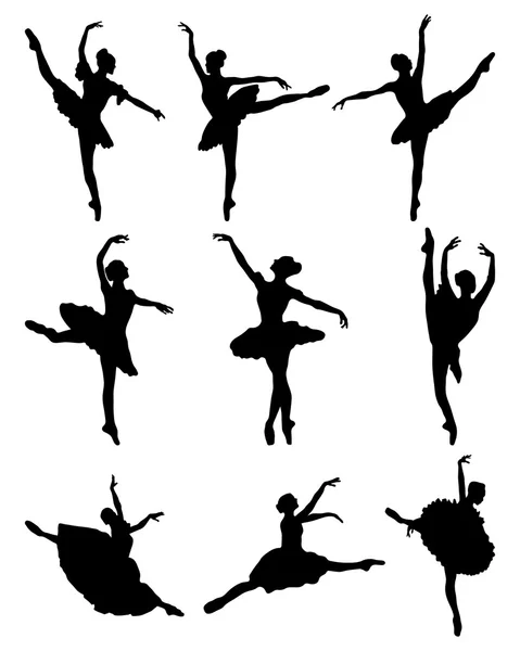 Silhouetten von Ballerinen — Stockvektor