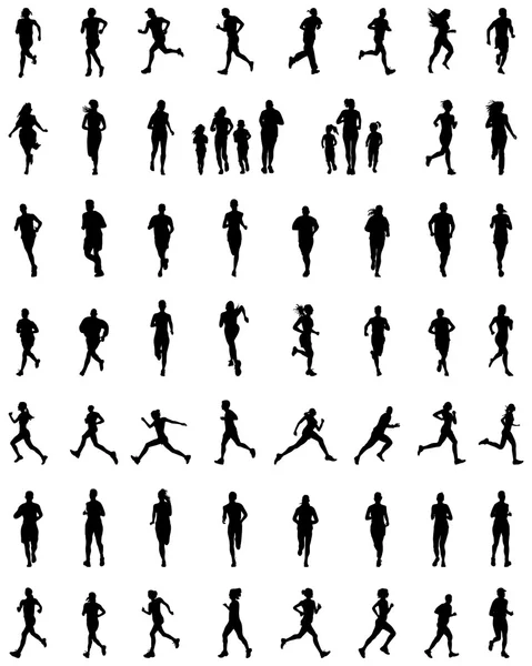 Silhouetten van running — Stockvector