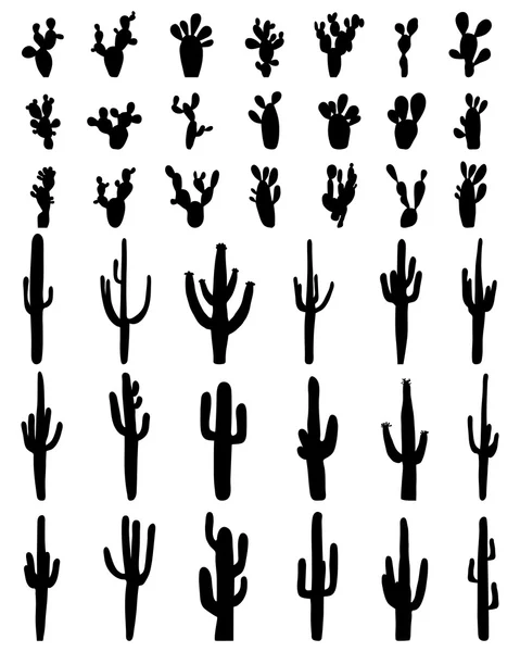 Silhouetten van cactus — Stockvector