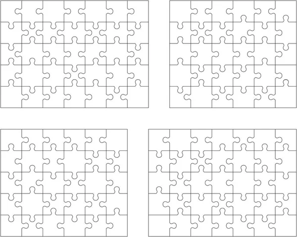 Négy Fehér Puzzle Külön Darabok — Stock Vector