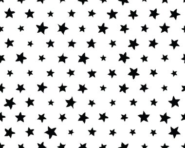Beyaz arkaplanda siyah yıldızlı pürüzsüz desen