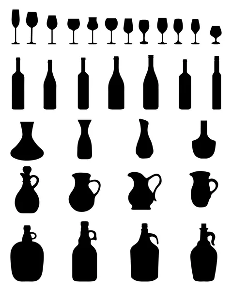 Κρασοπότηρα και τα μπουκάλια — Διανυσματικό Αρχείο