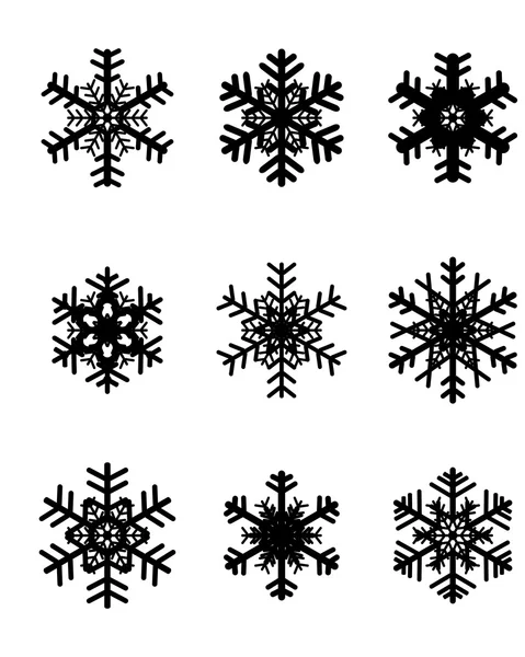 Vector de copos de nieve negro — Vector de stock