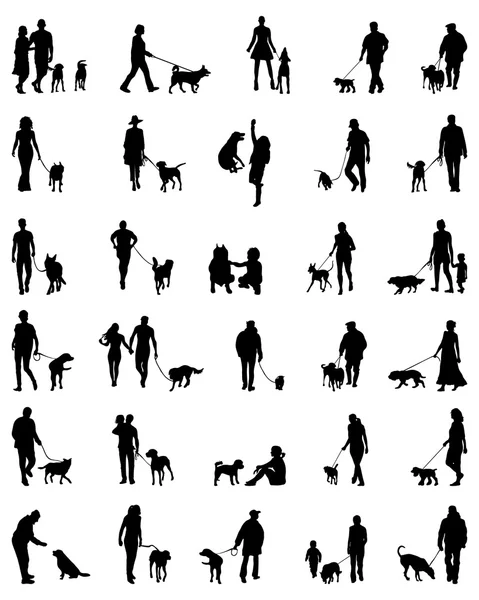 Personas con perros — Vector de stock