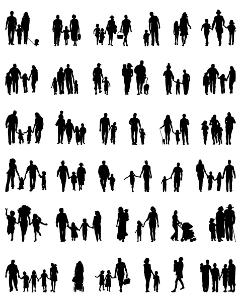 Silhouettes de familles — Image vectorielle