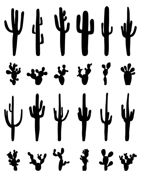 Silhouetten van cactus — Stockvector