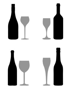 kadehler ve şişeler