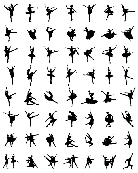 Silhuetter av ballerinor — Stock vektor