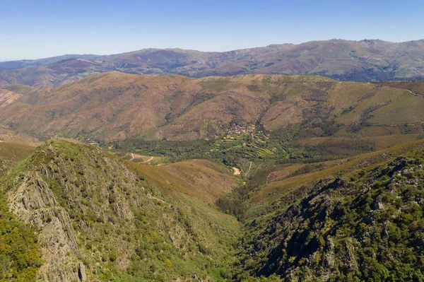 Portekiz Serra Freita Arouca Geopark Rio Drone Hava Görüntüsü — Stok fotoğraf