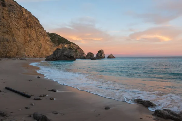 Ribeiro Cavalo Paradisstrand Arrabida Naturpark Sesimbra Vid Solnedgången Portugal — Stockfoto