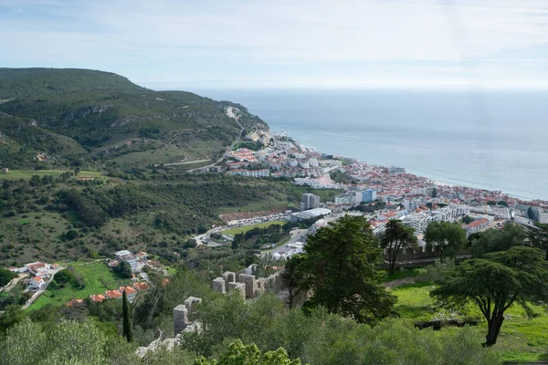 Utsikt Över Sesimbra Stad Från Stadens Slott Portugal — Stockfoto