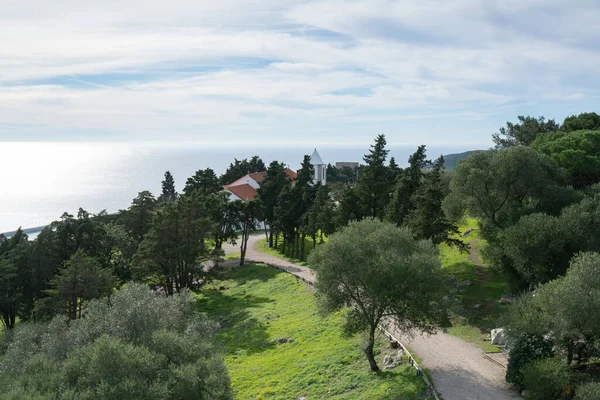 Sesimbra Castle Church Garden Atlantic Ocean Portugal — ストック写真