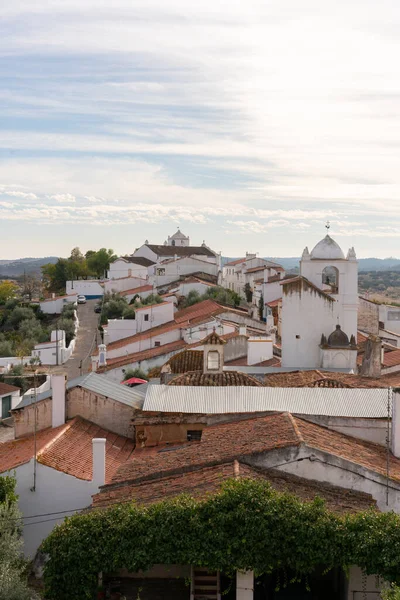 Terena Pueblo Blanco Casas Tradicionales Iglesia Vista Desde Castillo Portugal — Foto de Stock