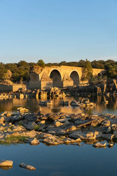 Destruido Puente Abandonado Ajuda Que Cruza Río Guadiana Entre España — Foto de Stock