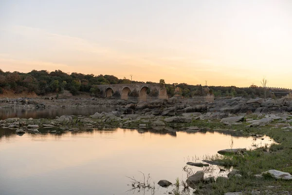 Destruido Puente Abandonado Ajuda Que Cruza Río Guadiana Entre España — Foto de Stock