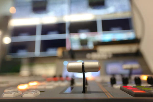 TV broadcasting, working with video and audio mixer — Stock Photo, Image