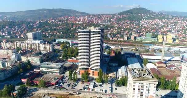 Luchtfoto Van Wijken Straat Van Sarajevo Hoofdstad Van Bosnië Herzegovina — Stockvideo