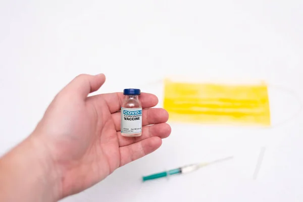 Covid Corona Virus 2019 Ncov Flacons Vaccin Flacon Médicament Seringue — Photo