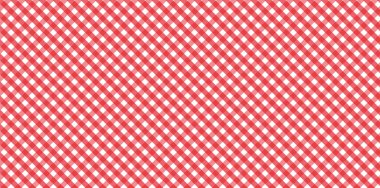 Çapraz kırmızı ve beyaz Gingham desenli eşkenler - ekose, kıyafet, gömlek, elbise, kağıt, yatak, battaniye, yorgan ve diğer tekstil ürünleri için. Vektör illüstrasyonu