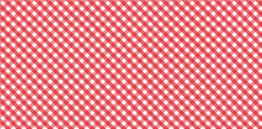 Çapraz kırmızı ve beyaz Gingham desenli eşkenler - ekose, kıyafet, gömlek, elbise, kağıt, yatak, battaniye, yorgan ve diğer tekstil ürünleri için. Vektör illüstrasyonu