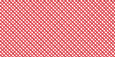 Çapraz kırmızı ve beyaz Gingham desenli eşkenler - ekose, kıyafet, gömlek, elbise, kağıt, yatak, battaniye, yorgan ve diğer tekstil ürünleri için. Vektör illüstrasyonu