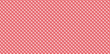 Çapraz kırmızı ve beyaz Gingham desenli eşkenler - ekose, kıyafet, gömlek, elbise, kağıt, yatak, battaniye, yorgan ve diğer tekstil ürünleri için. Vektör illüstrasyonu