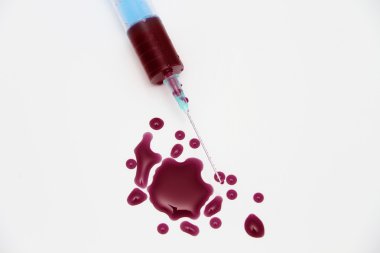 Şırınga kırmızı kan testi araştırma HIV AIDS kavram fikir için