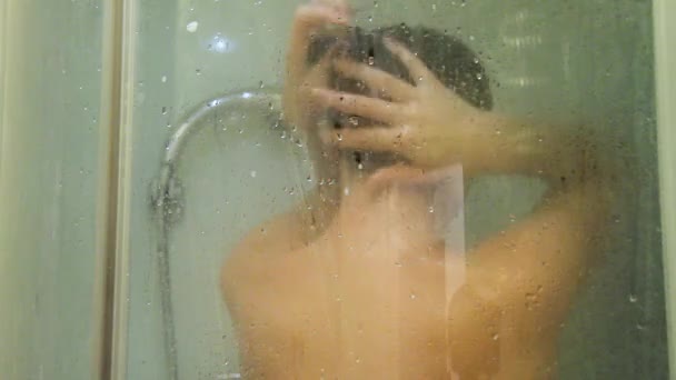 Sexy attractive young woman shower — Stock Video