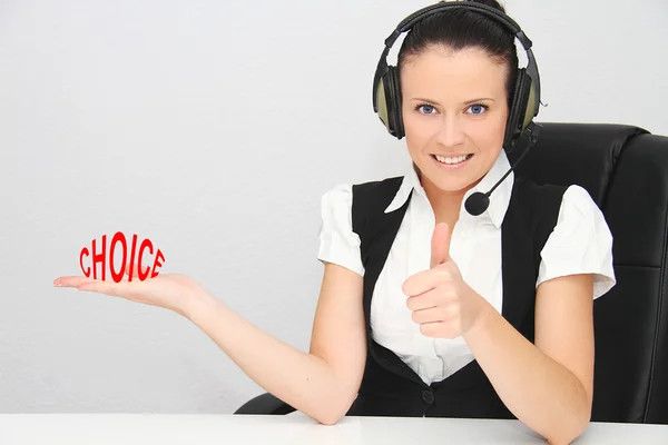 Female customer support operator with headset — Stock Photo, Image