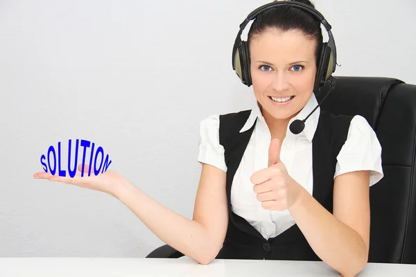 Female customer support operator with headset — Stock Photo, Image