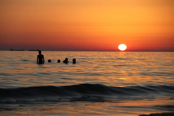 Beautiful landscape with sunset and sea — Stock Photo, Image