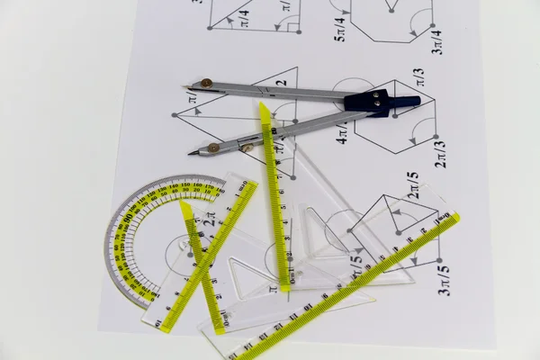 Drawing tools with compass — Stock Photo, Image