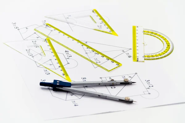 Herramientas de dibujo con brújula — Foto de Stock