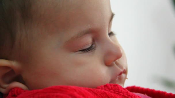 Милая малышка спит — стоковое видео
