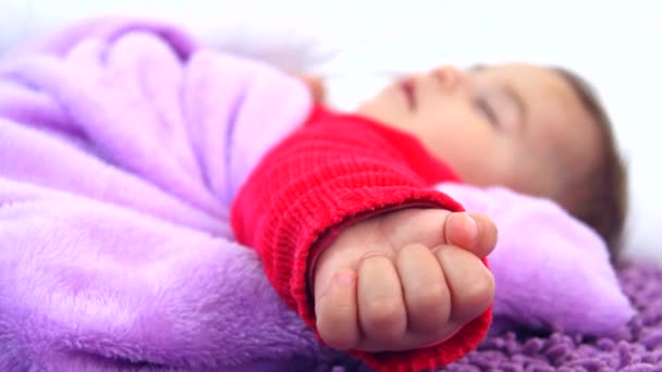 Cute baby girl sleeping — Stock Video