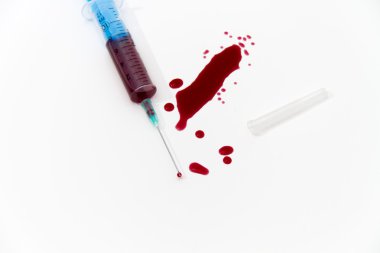 Şırınga kırmızı kan testi araştırma HIV AIDS kavram fikir için