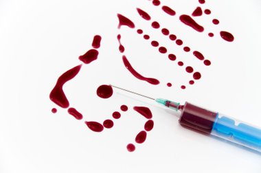 Şırınga kırmızı kan testi araştırma HIV AIDS kavram fikir için