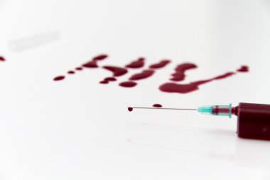 Şırınga kırmızı kan testi araştırma HIV AIDS kavram fikir için