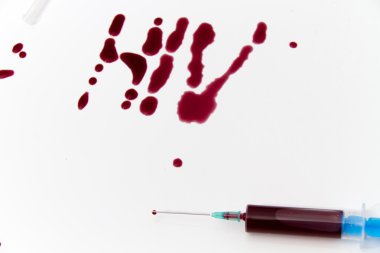 Şırınga kırmızı kan testi araştırma HIV AIDS kavram fikir için