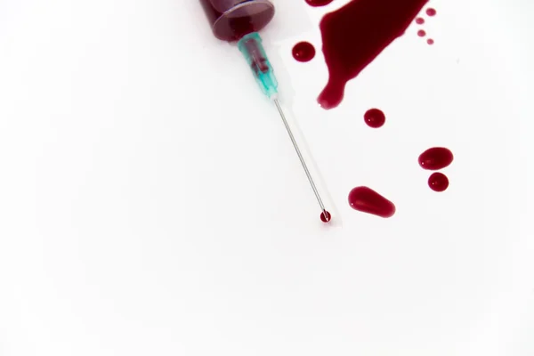 研究 Hiv エイズ コンセプト考え赤血液検査の注射器 — ストック写真