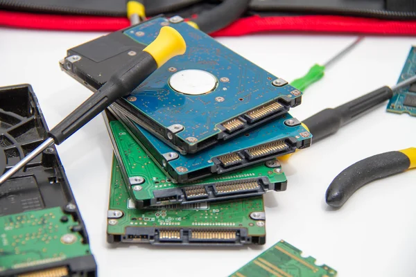 Laptop reparatie gereedschap en technische ondersteuning Stockfoto