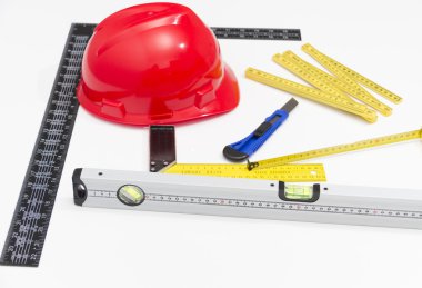 Kask ve inşaat çizimleri ve Binalar için Araçlar